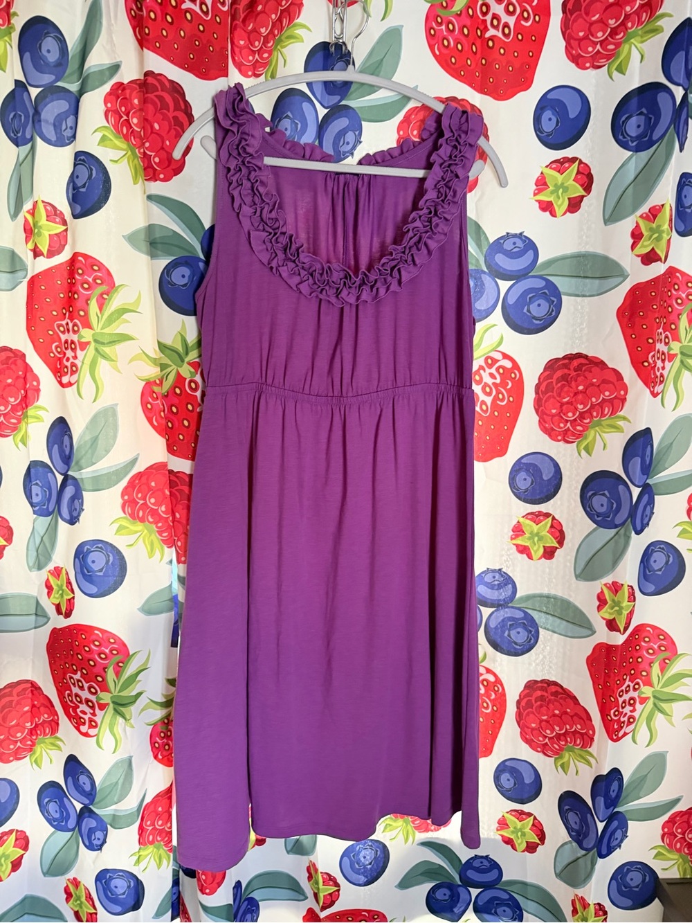 Purple Ruffle Scoop Neck Sleeveless Dress